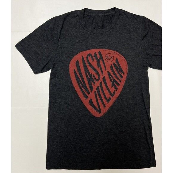 Nash Villain T-Shirt Heather Gray Short Sleeve Logo Stretch Crew Tee XS Rare - Picture 1 of 4